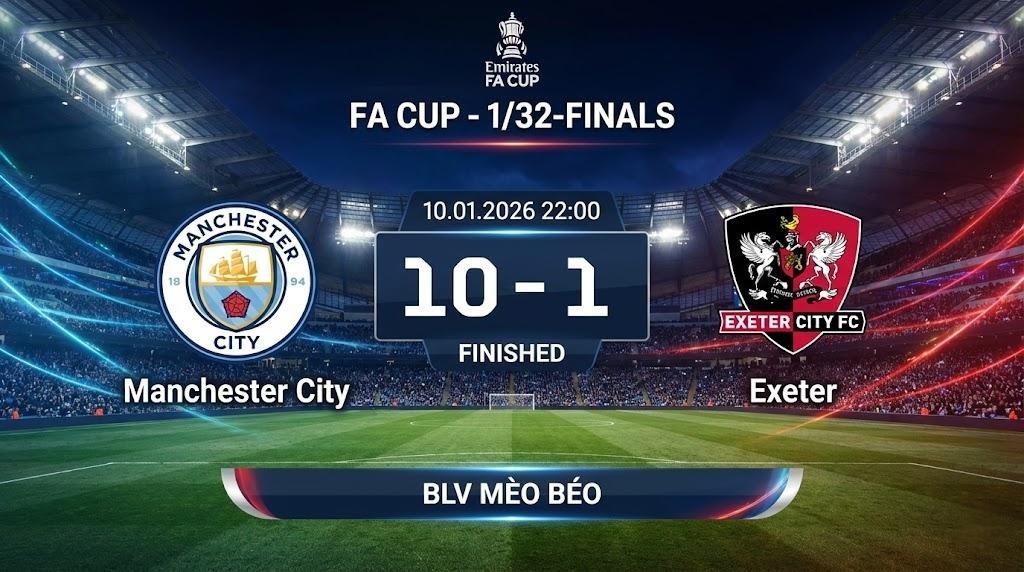 Highlight Man City vs Exeter: Chiến Thắng 10-1 "Không Tưởng" | Set Tennis Tại Etihad | BLV Mèo Béo