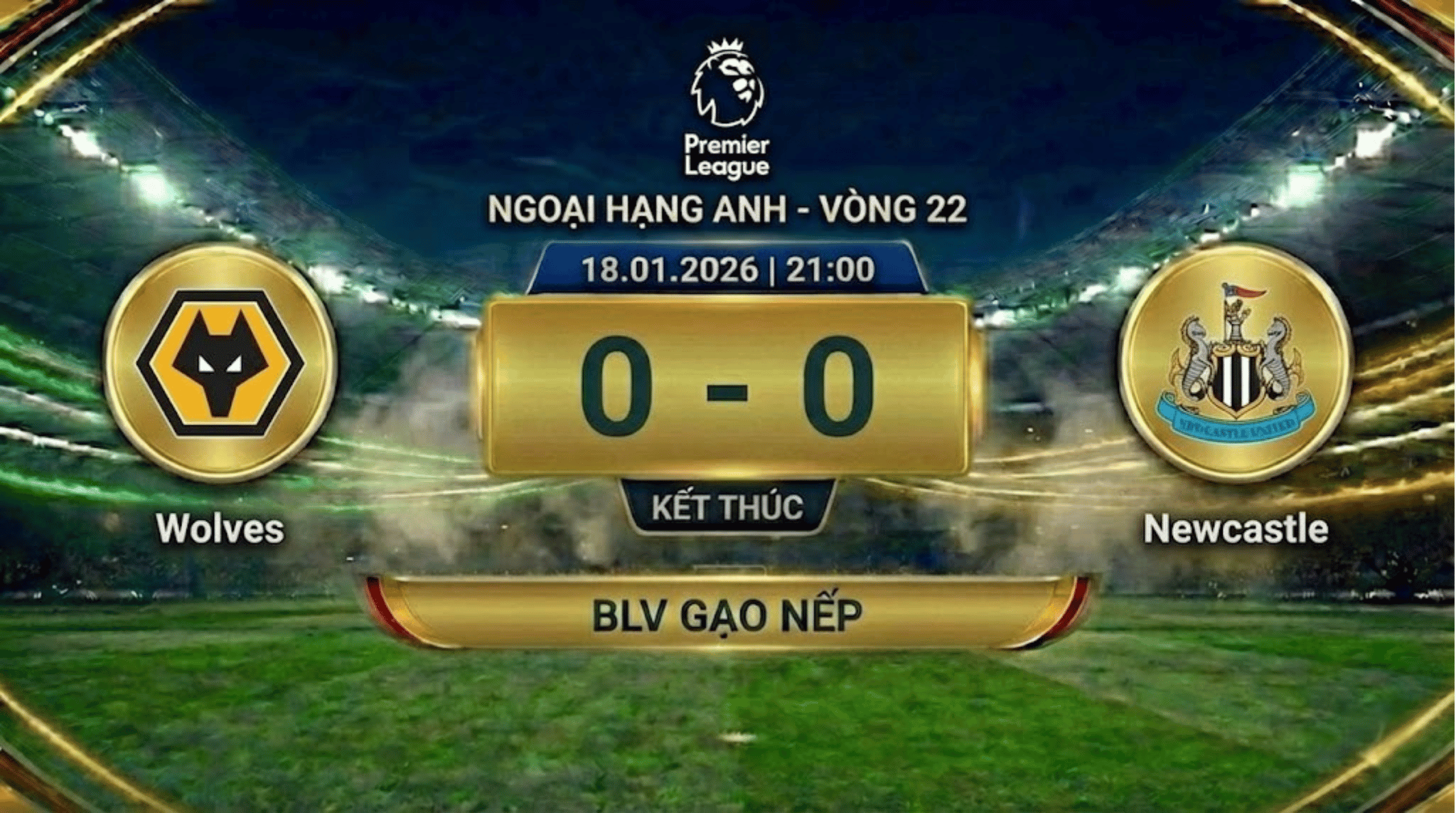 Xem lại FULL Ngoại hạng Anh Vòng 22: Wolves vs Newcastle | BLV Gạo Nếp