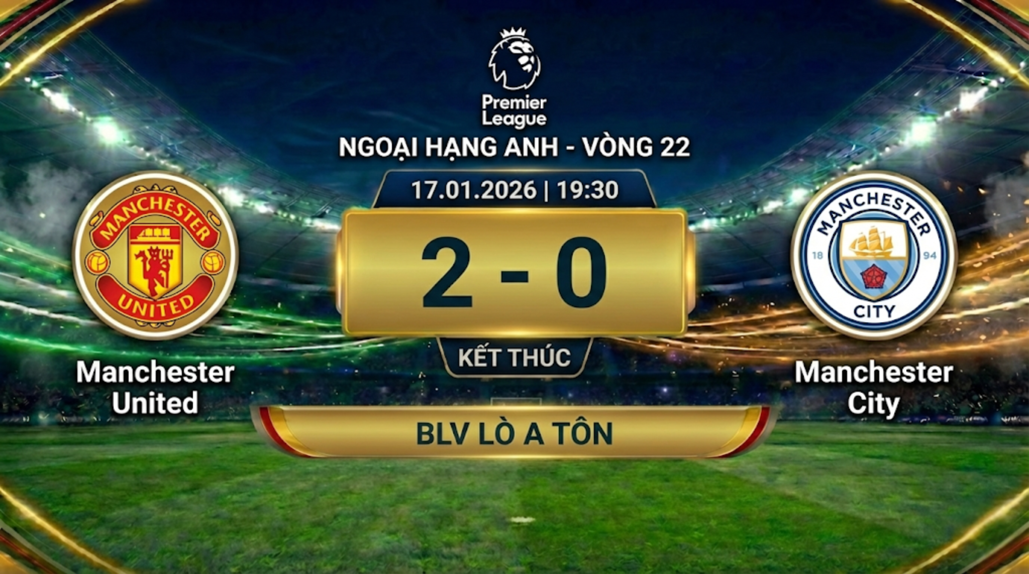 Highlight Ngoại hạng Anh Vòng 22: Manchester United vs Manchester City | BLV Lò A Tôn