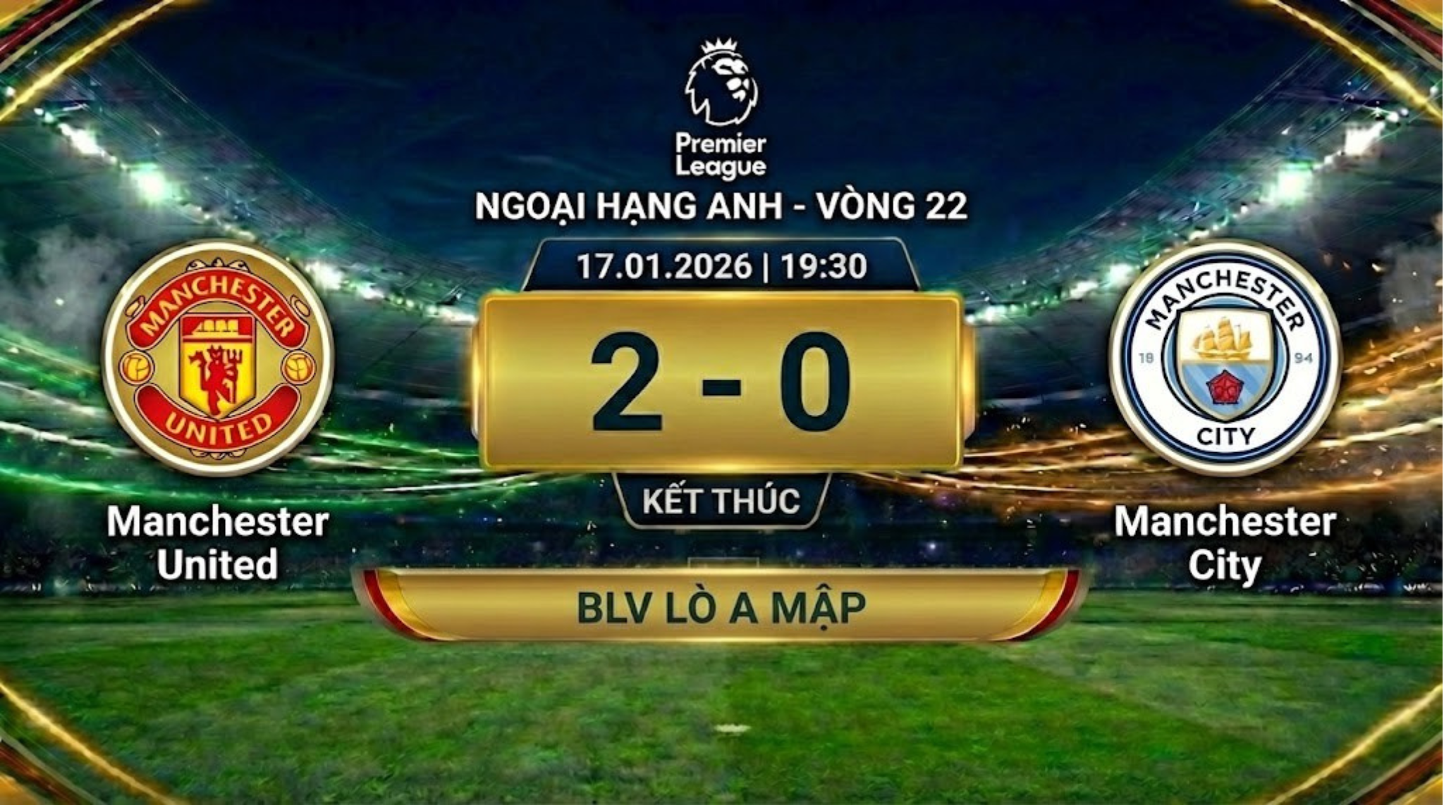 Xem lại FULL Ngoại hạng Anh Vòng 22: Manchester United vs Manchester City | BLV Lò A Mập