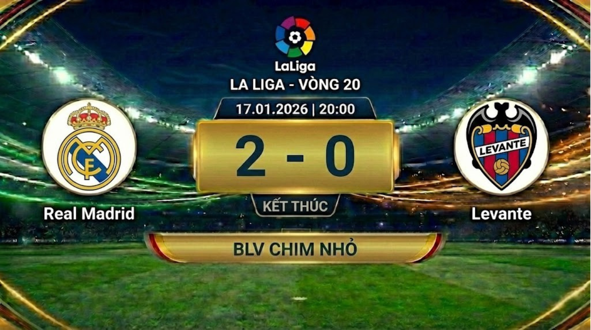 Xem lại FULL La Liga Vòng 20: Real Madrid vs Levante | BLV Chim Nhỏ