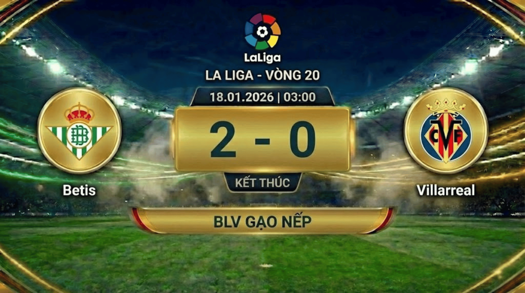 Xem Lại FULL La Liga Vòng 20: Real Betis vs Villarreal | BLV Gạo Nếp