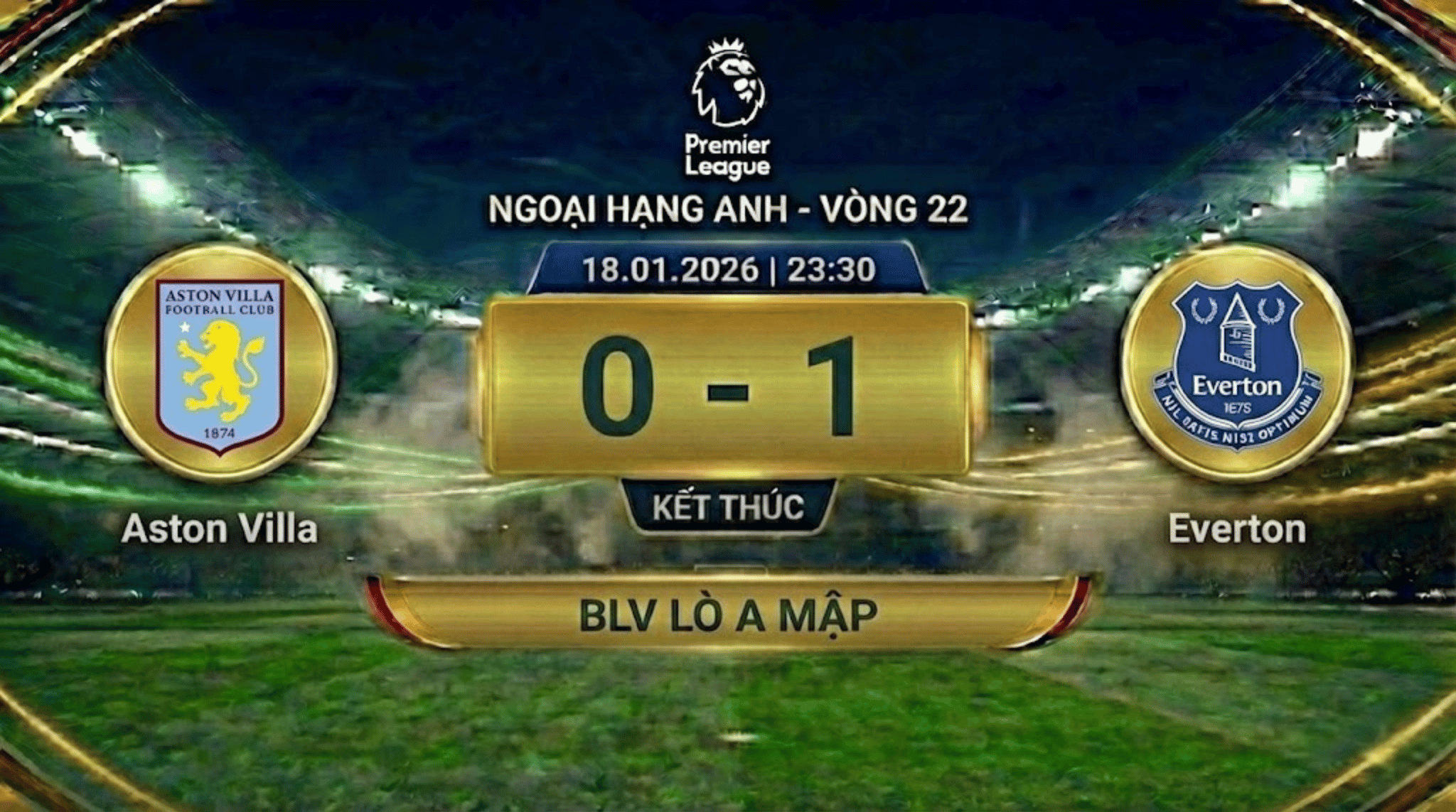 Xem lại FULL Ngoại hạng Anh Vòng 22: Aston Villa vs Everton | BLV Lò A Mập