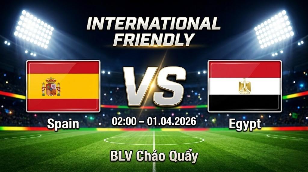 Xem Lại Full Match Tây Ban Nha vs Ai Cập | 01.04.2026 | Giao hữu Quốc tế | BLV Cháo Quẩy