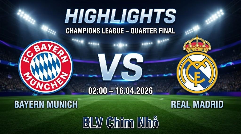 Highlights Bayern Munich vs Real Madrid | 16.04.2026 | Champions League | BLV Chim Nhỏ