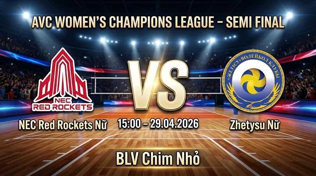 Xem Lại Full Match NEC Red Rockets W (Jpn) vs Zhetysu W (Kaz) | 29.04.2026 | AVC Champions League Women | BLV Chim Nhỏ