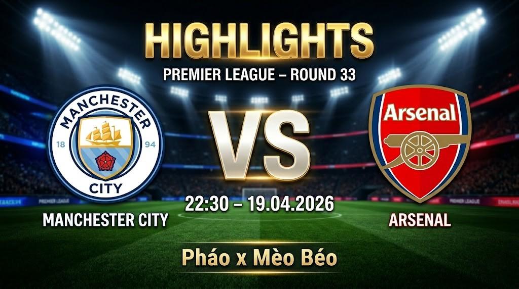 Highlights Manchester City vs Arsenal | 19.04.2026 | Ngoại hạng Anh | Pháo x Mèo Béo