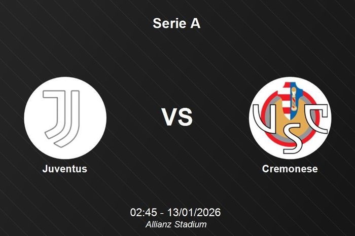 Nhận định Juventus vs Cremonese - 02:45 ngày 13/01 - Serie A