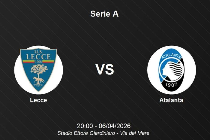 Nhận định Lecce vs Atalanta - Serie A 20h00 ngày 06/04/2026