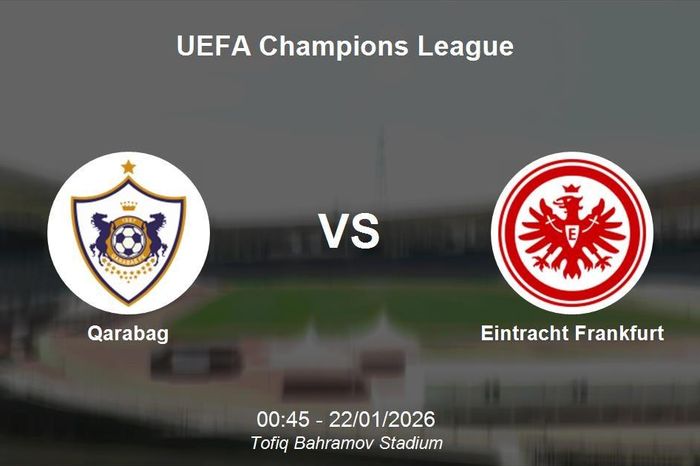 Nhận định Qarabag vs Eintracht Frankfurt - UEFA Champions League 00h45 ngày 22/1