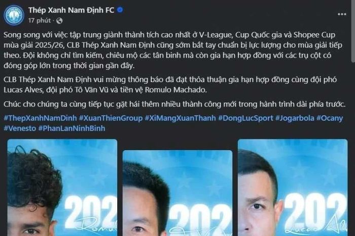 Thép Xanh Nam Định 'trói chân' 3 trụ cột, gồm 2 ngoại binh